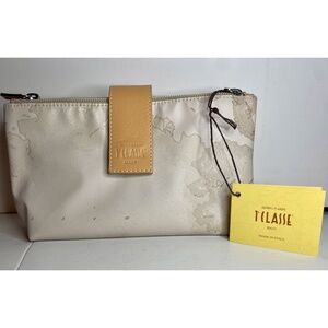 Alviero Martini 1A Classe Geo Nylon Cosmetic Makeup Jewelry Travel Clutch Italy